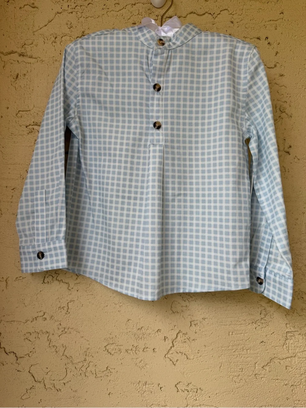 Edgehill Collection Boys Check Light Blue Long Sleeve Shirt and Pants Set 5